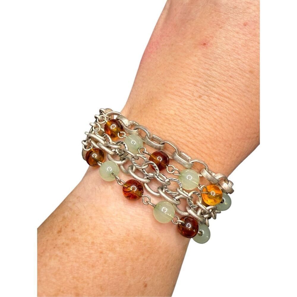 Anthropolgie glass and metal bracelet with abalone shell accents